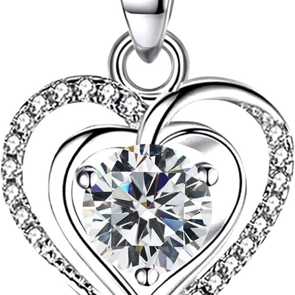 Jewelry - 925 Sterling Silver Heart Zirconia Necklace for Women